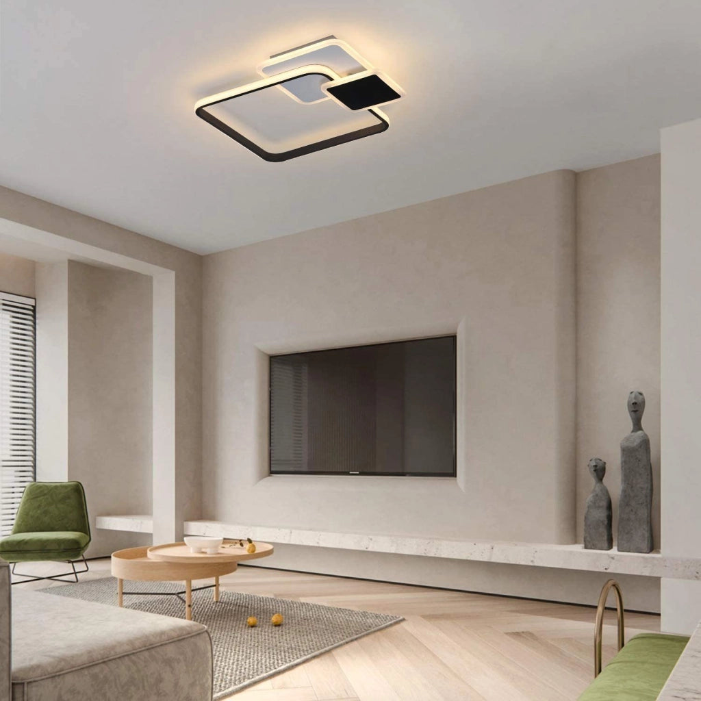 ZMH Lampada da soffitto LED moderna quadrata nera telecomando per ufficio corridoio