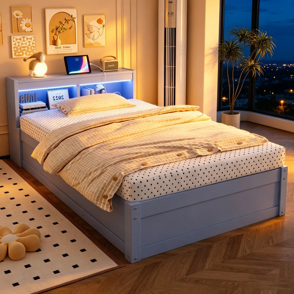letto multifunzione mdf grigio 90 x 200 cm