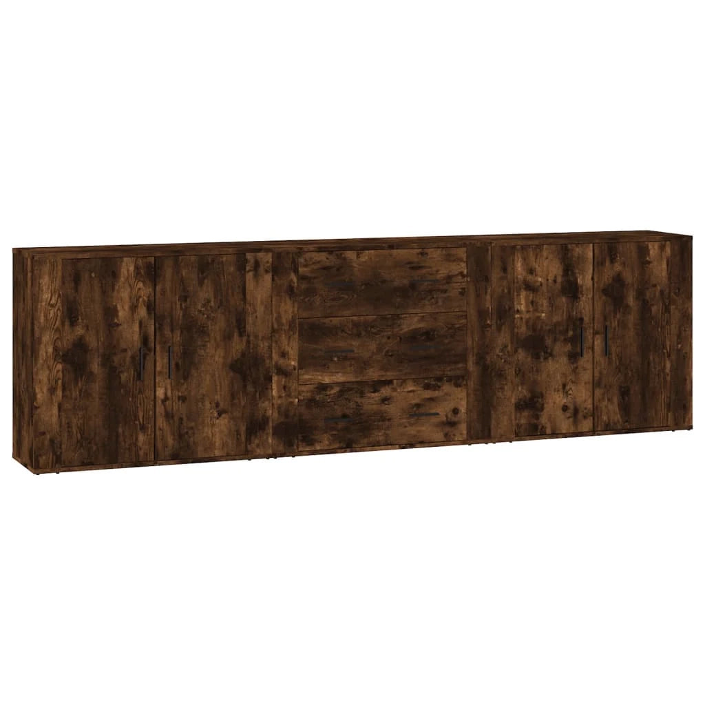Buffet credenza cassettiera armadio mobile contenitore organizer per cucina soggiorno salotto 3 pezzi legno composito marrone 02_0037057