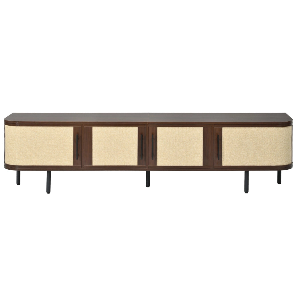 Mobile TV basso 180 cm in MDF noce con 4 ante intrecciate