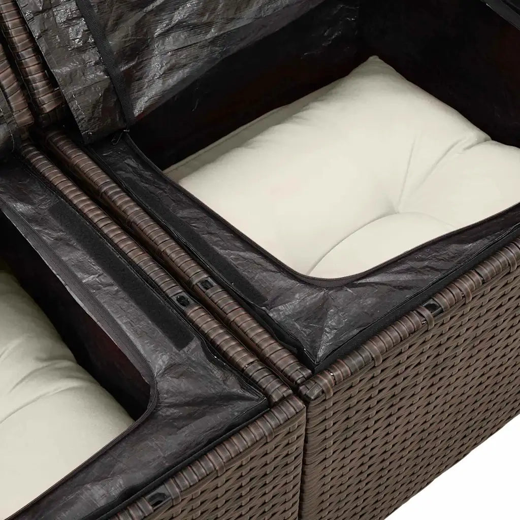 Set Divano da Giardino 7 pcs Marrone e Crema Poly Rattan 3355877