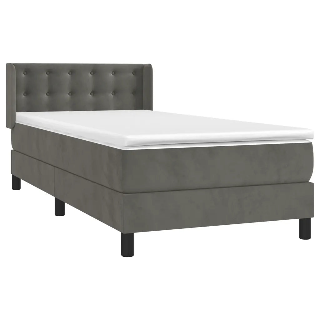Giroletto a Molle con Materasso Grigio Scuro 100x200 cm Velluto 3131184