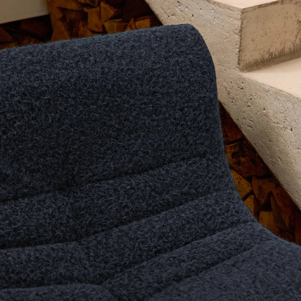 Divano modulare tessuto effetto alpaca, 2 posti, blu notte