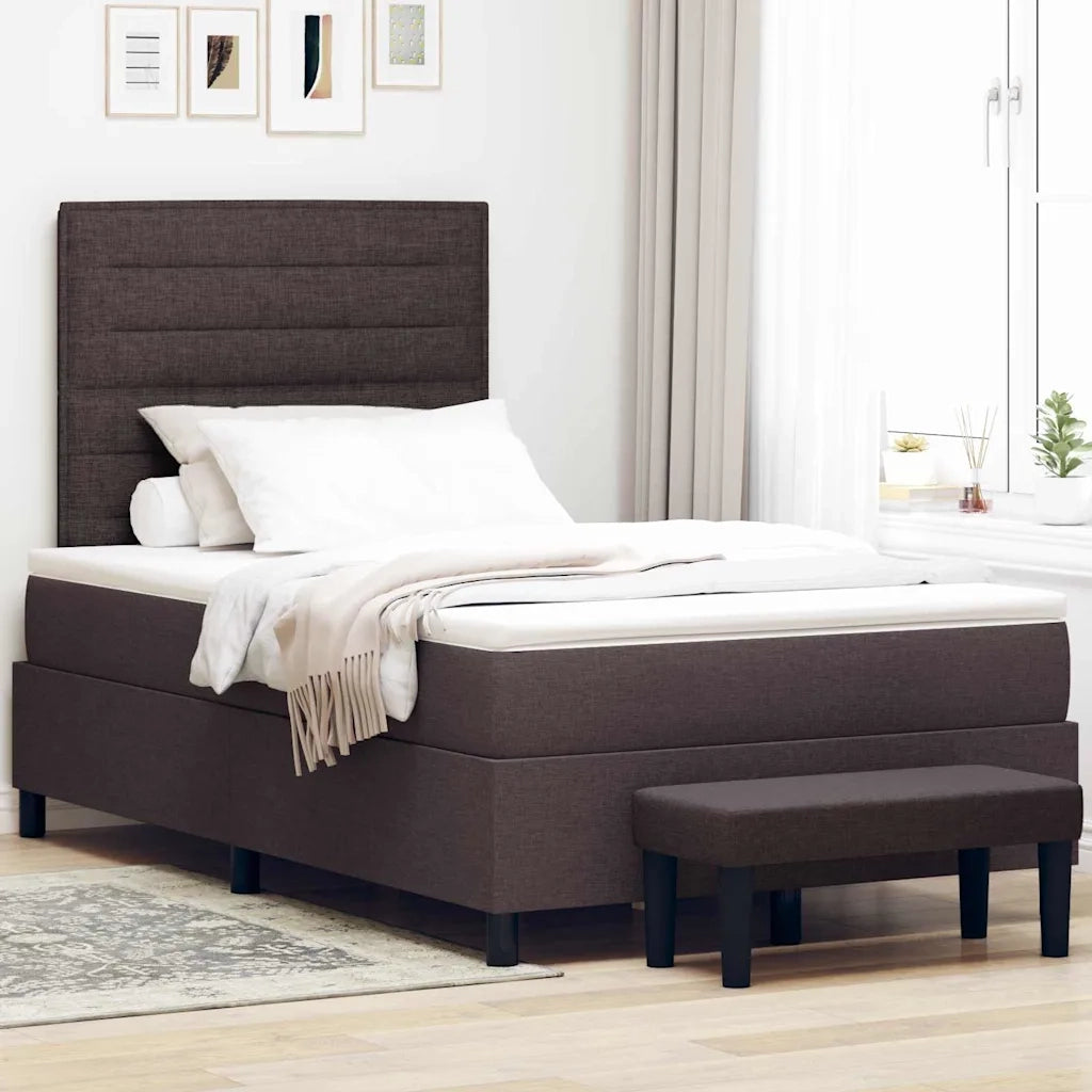 Letto a molle con materasso Marrone Scuro 120 x 190 cm Tessuto