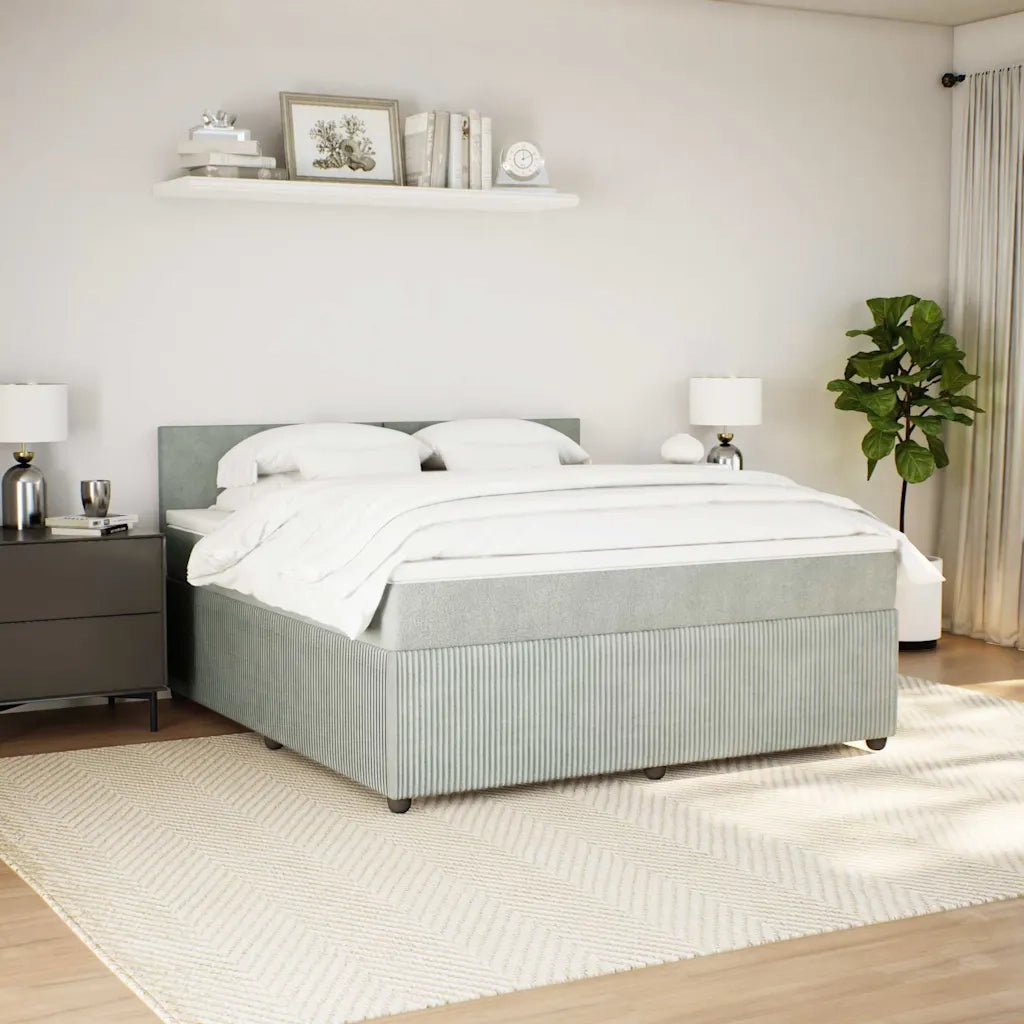 Giroletto a Molle con Materasso Grigio Chiaro 180x200cm Velluto 3290100