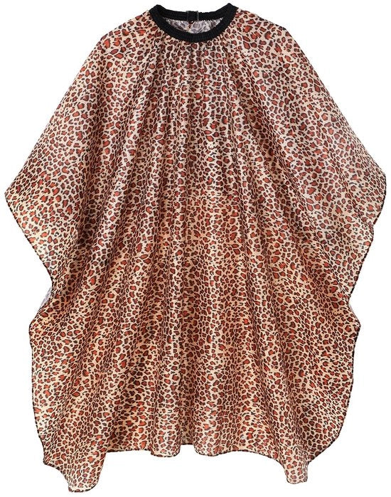 Cappotto di protezione per capelli impermeabile - Dimensioni 145x120cm - Cintura adattabile - Disegno leopardo - Utensile professionale per parrucchieri - Cappotto per salone - Cappotto per parrucchieri