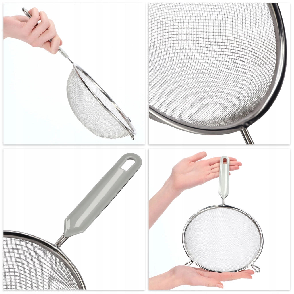 Colino da cucina KADAX con manico in acciaio per setacciare la farina, denso, 18 cm
