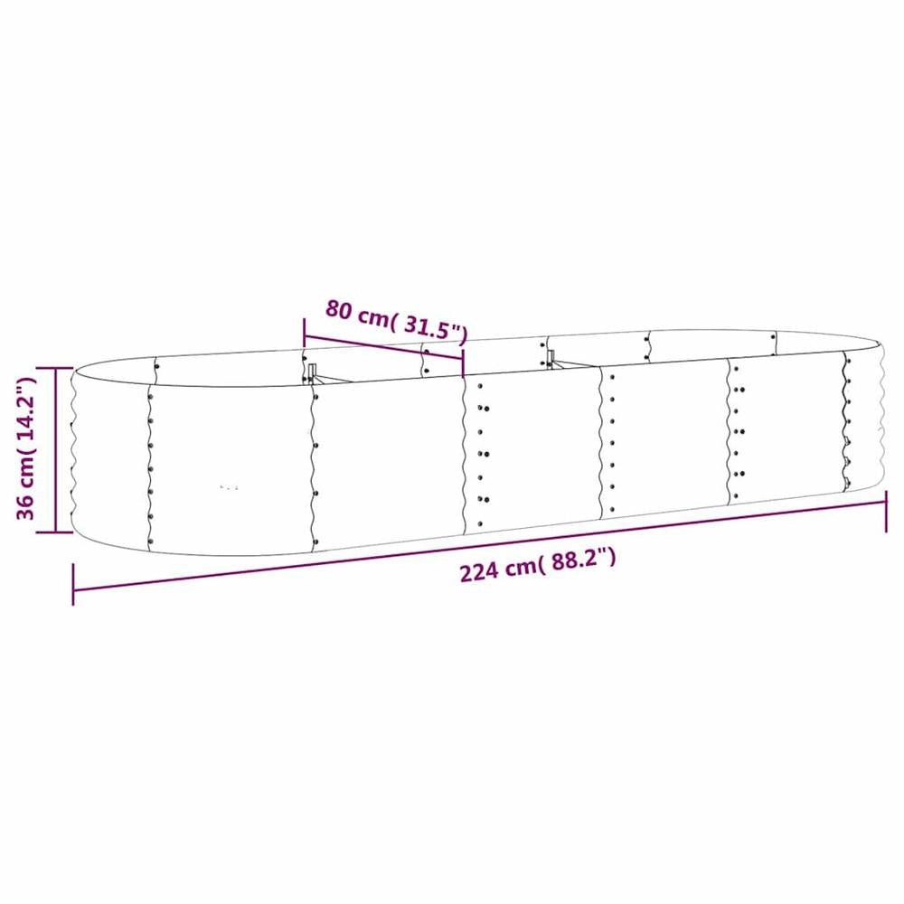 Raised Bed Galvanized Steel 224x80x36 Cm Silver
