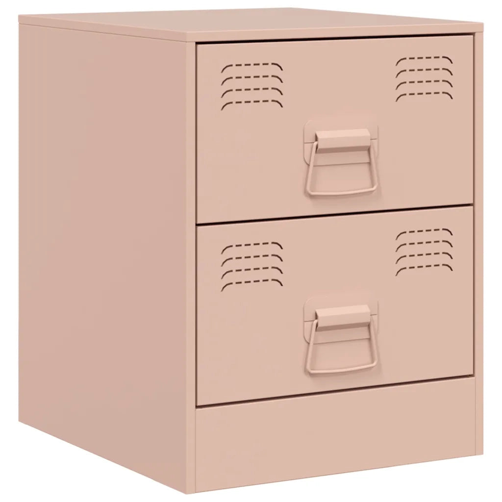 Comodino | Armadio da Notte | Mobiletto da notte Rosa 34,5x39x44 cm in Acciaio