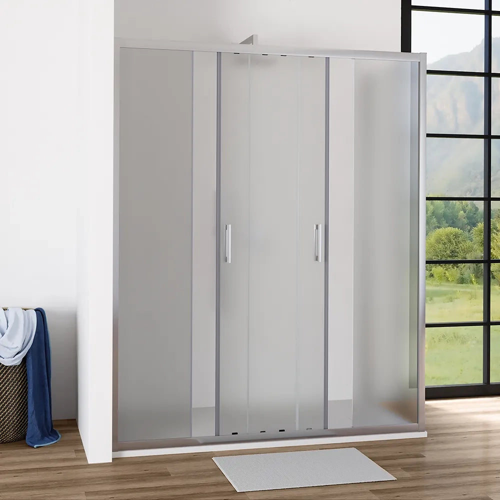 Box doccia angolare 70x140 cm profili cromati vetro 6mm opaco  apertura 2 ante scorrevoli | Favignana