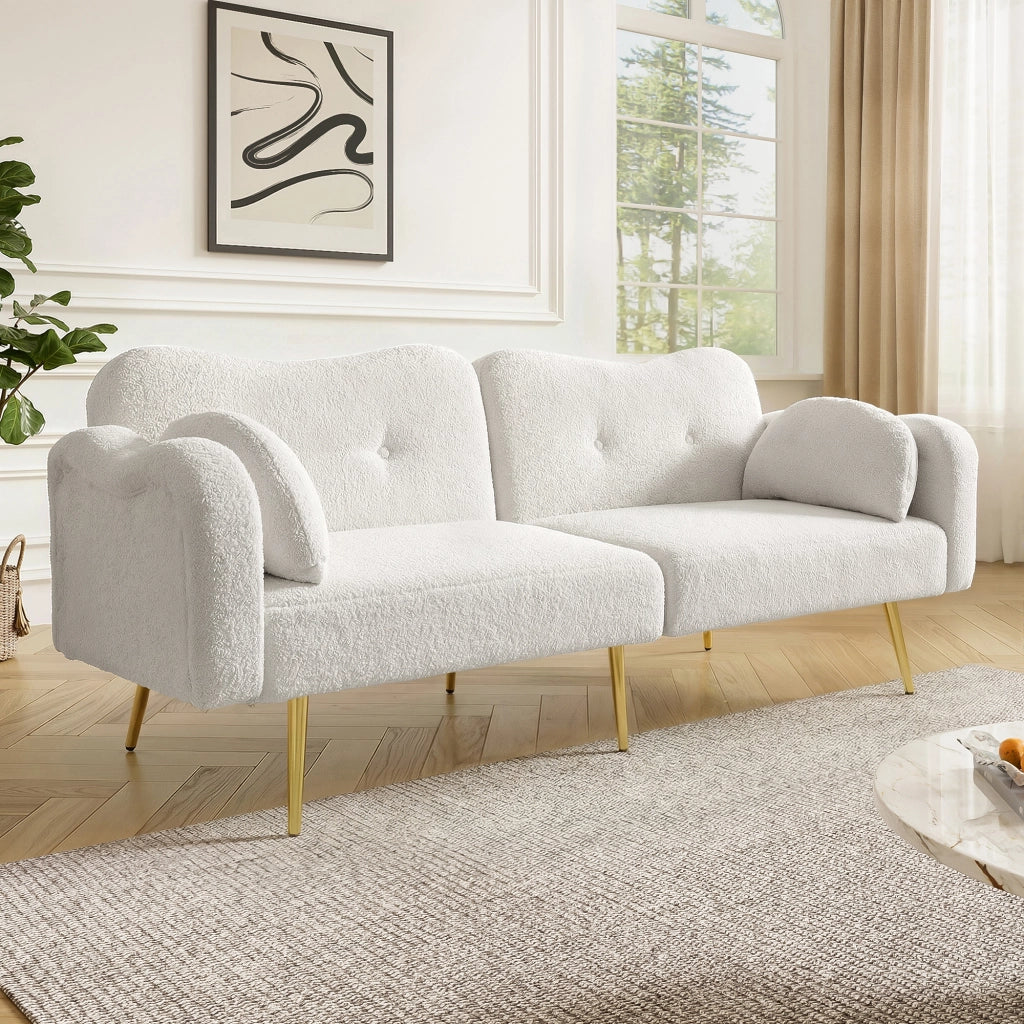 Divano letto 2 posti - Zephmum- Schienale regolabile, gambe dorate, multifunzionale