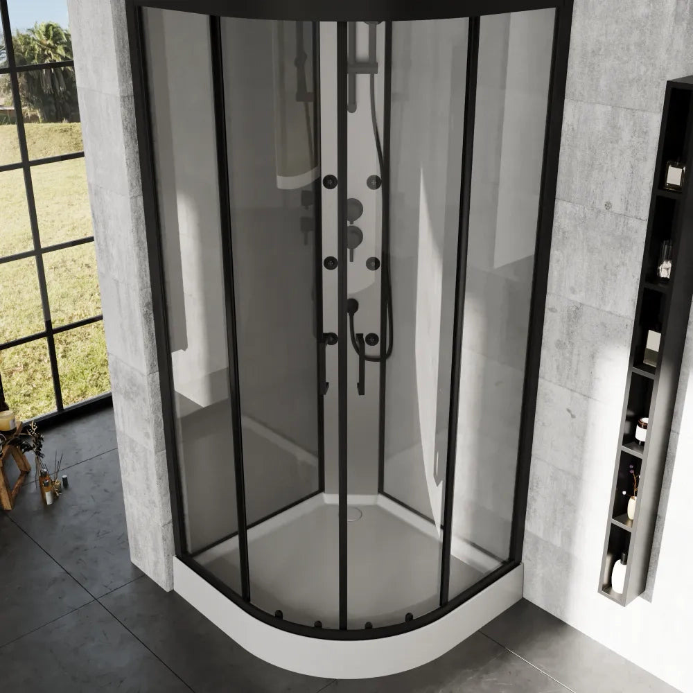 Cabina doccia idromassaggio semicircolare 90x90cm multifunzione h215cm | Sark