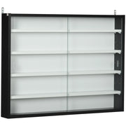 Vetrina Espositiva da Parete ¨C Xylo ¨C 2 Ante Scorrevoli in Vetro Bianco e Nero 80x9,5x60 cm