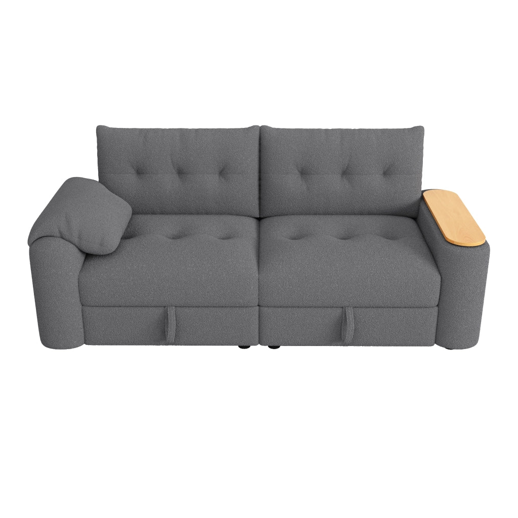 Divano modulare 2-3 posti con contenitore; poggiatesta e tavolino laterale; 207;5 cm; grigio