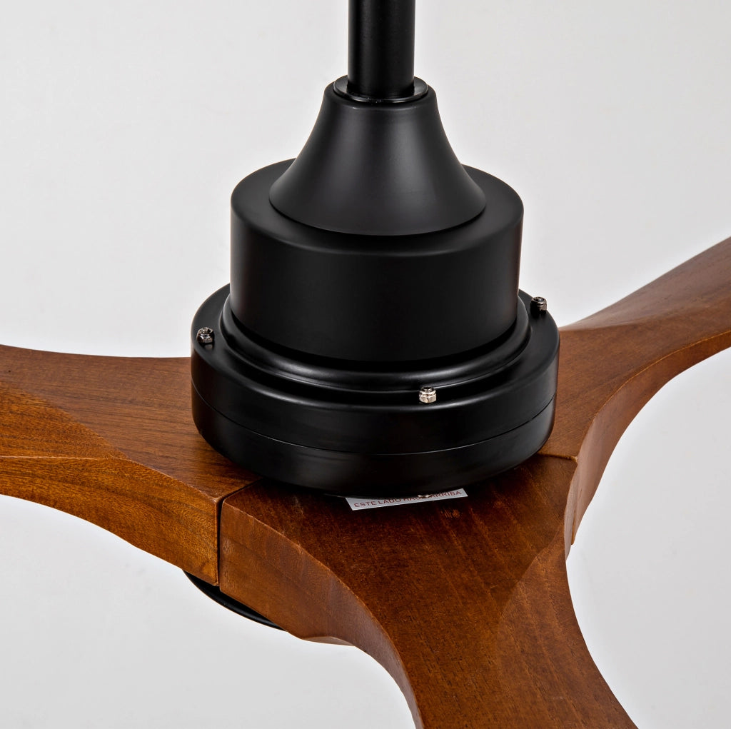 Ventilatore da soffitto 42 pollici nero con LED, 3 pale in legno noce scuro