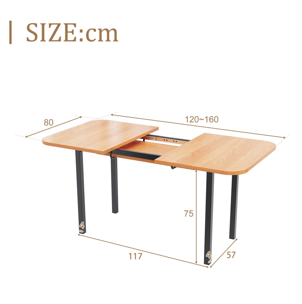 Tavolo da pranzo allungabile 120-160 cm in MDF naturale per 4-6 persone