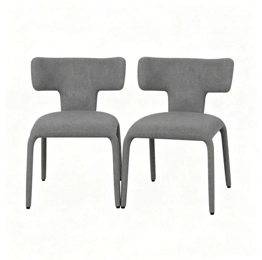 Set da 2 Sedie da Pranzo con Schienale Curvo in Lino e Struttura in Metallo 53x53x78 cm