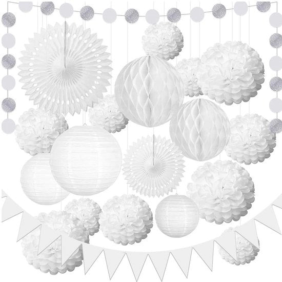 Set di Lampioni di Carta - 20 pezzi - Decorazione di Festa - Facile da Assemblare - Ripiegabile - Carta da Carta 300g - Decorazione di Festa
