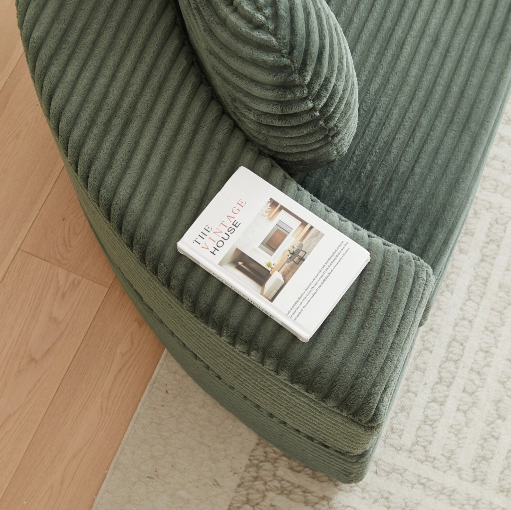 Divano-letto 4-in-1 in schiuma con rivestimento in velluto a coste, versatile per spazi compatti, trasforma in divano semicircolare o lettino rotondo