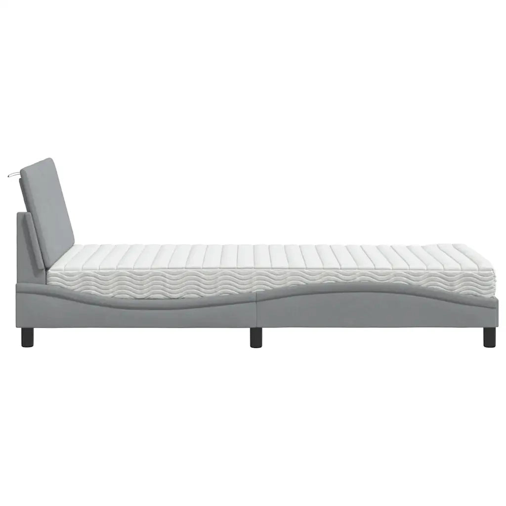 Letto con Materasso Hanko Grigio Chiaro 80x200 cm in Tessuto