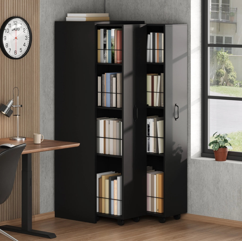 Libreria Estendibile con Ruote, 4 Ripiani in MDF, Portata 20 kg per Ripiano, Moduli Scambiabili Destra/Sinistra