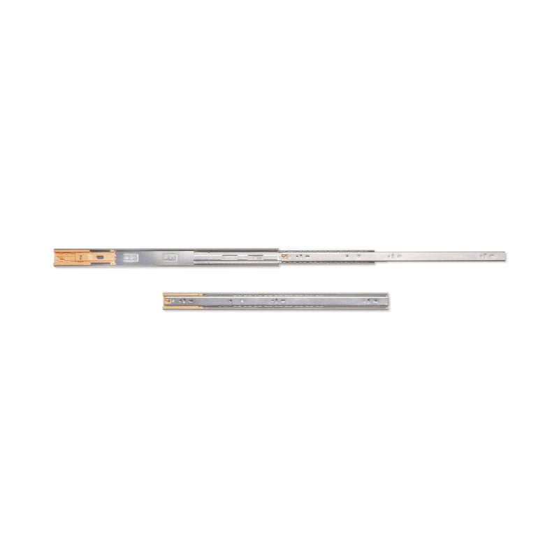 Set di guide a sfere per cassetti con estrazione totale e chiusura soft, altezza 45 mm, lunghezza 600 mm, Acciaio, Zin..