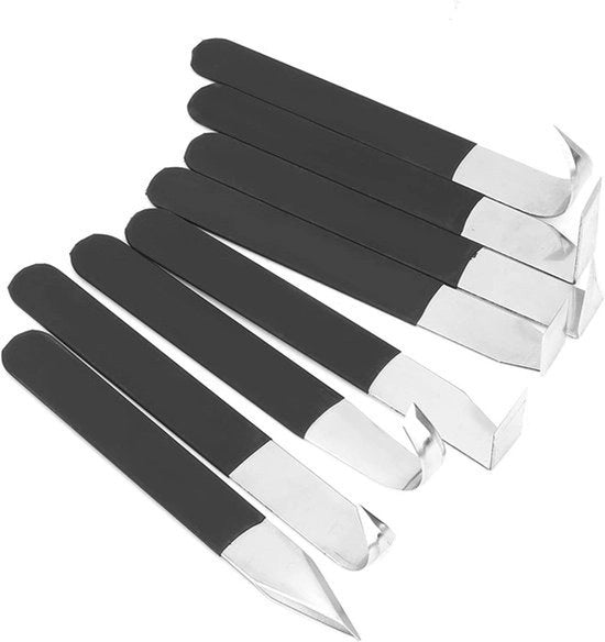 Set di Bozzettatura per Ceramica, 8 pezzi, accessori per modellatori, shapers e strumenti per la scultura in metallo, kit per iniziare e per professionisti - Nero.