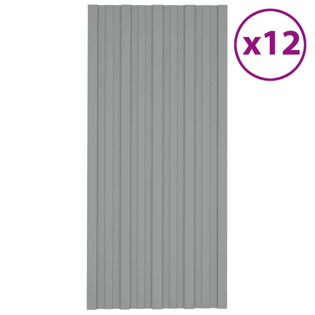 Pannello per tetto 12 pcs Grigio 100 x 45 cm Acciaio zincato 42047123