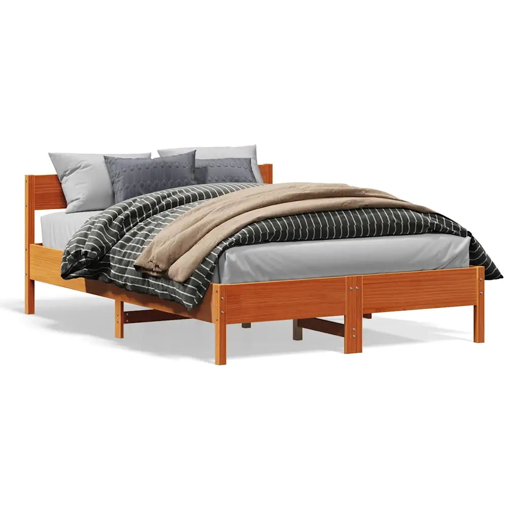 Letto matrimoniale | Letto per adulti | Letto senza Materasso Marrone Cera 120x200 cm in Legno di Pino