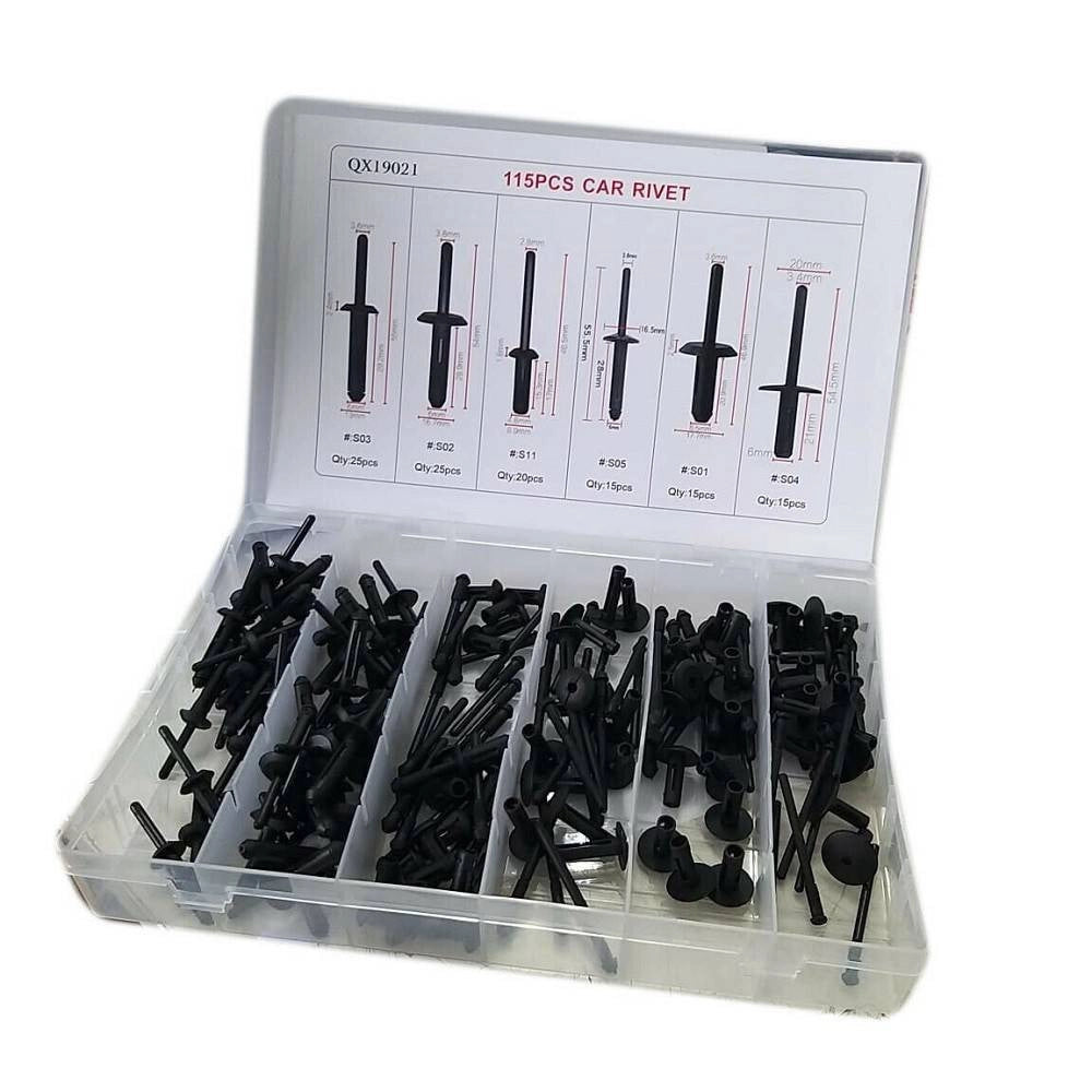 Trade Shop - Kit 115 Pz Plastica Trim Clip Rivetti Clip Fermi Di Spinta Auto Paraurti Porta -