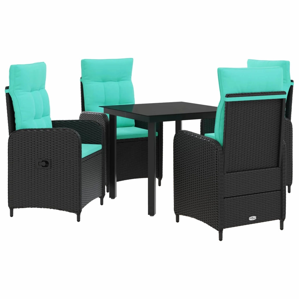 Set da Pranzo per Giardino 5 pz Nero e Turchese 3422477