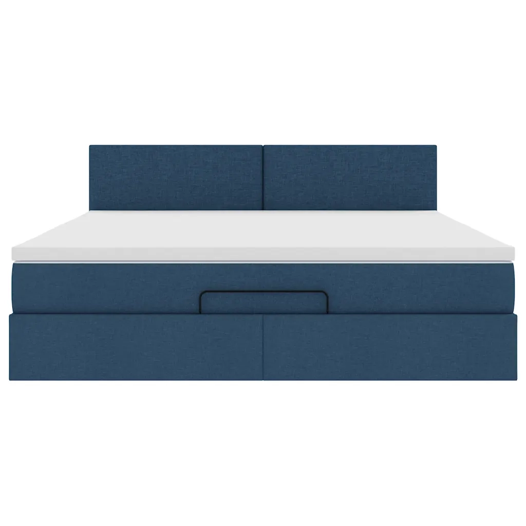 Pouf Letto con Materasso e LED Blu 180x200cm in Tessuto 3312249