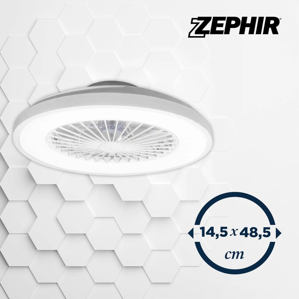 Ventilatore Plafoniera LED Zephir ZVP6 con Luce CCT Dimmerabile 3400 Lumen, Motore DC, Telecomando e Funzione Estate/Inverno