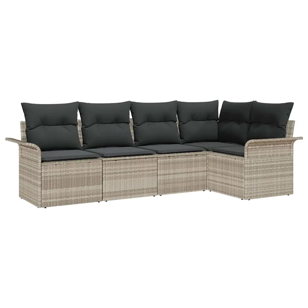 Set Divano da Giardino 5 pcs Grigio chiaro polyrattan