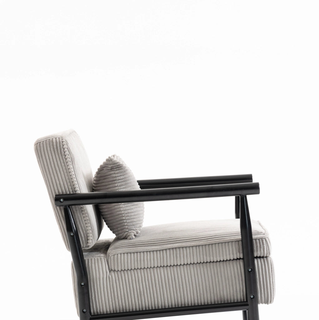 Poltrona 83x66x73 cm grigio chiaro – con cuscino lombare e vano contenitore, velluto