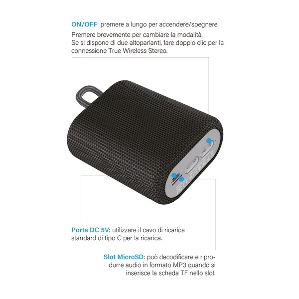 Altoparlante Bluetooth Lostech 5 w Colore Nero
