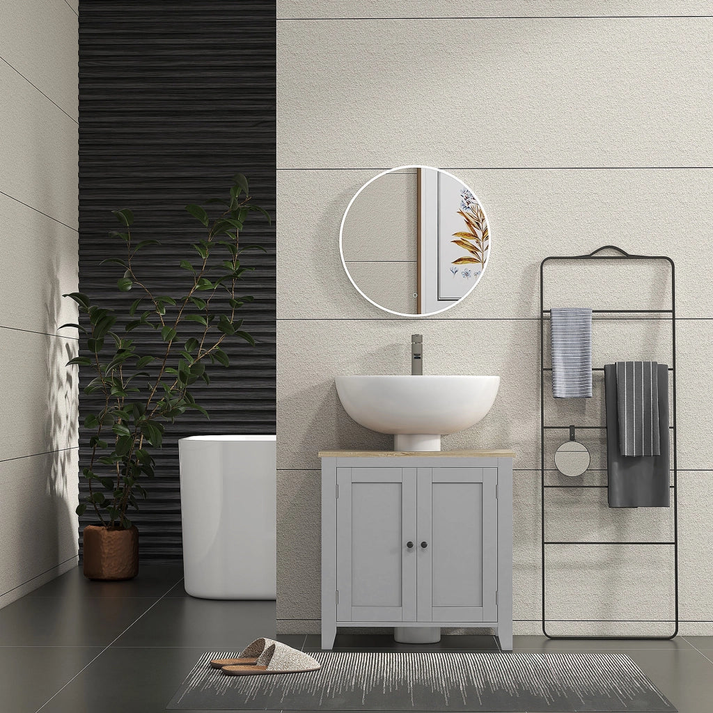 Mobile Sottolavabo con 2 Ante e Ripiano Regolabile ¨C Minimal ¨C 60x30x60 cm Grigio