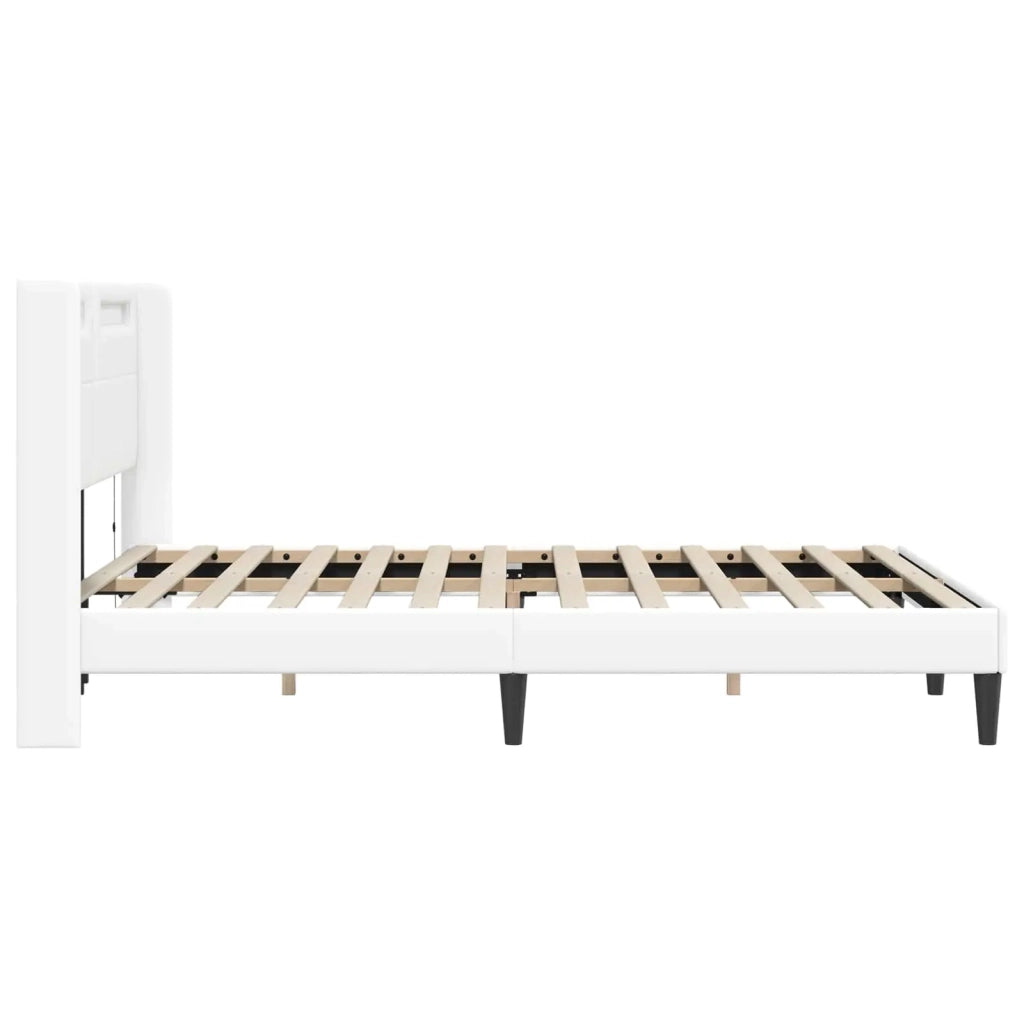 Letto matrimoniale | Letto per adulti | Struttura del letto con testiera Bianco 120 x 200 cm Similpelle