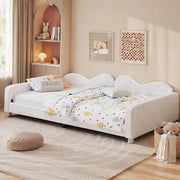 Letto per bambini 90x200 cm imbottito con schienale e braccioli bianco