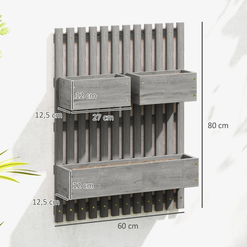 Set di fioriere da parete, liberamente riposizionabili, in legno massello, 60 x 16 x 80 cm