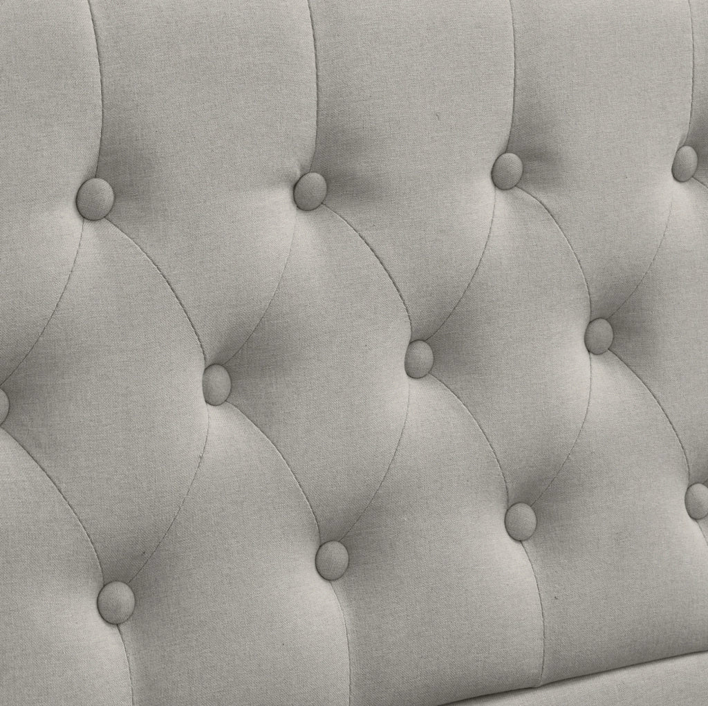 Letto matrimoniale 140x200 cm con contenitore; rivestimento in lino; grigio