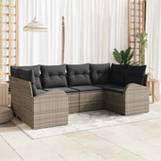 Set Divano da Giardino con cuscino 6 pcs Grigio polyrattan