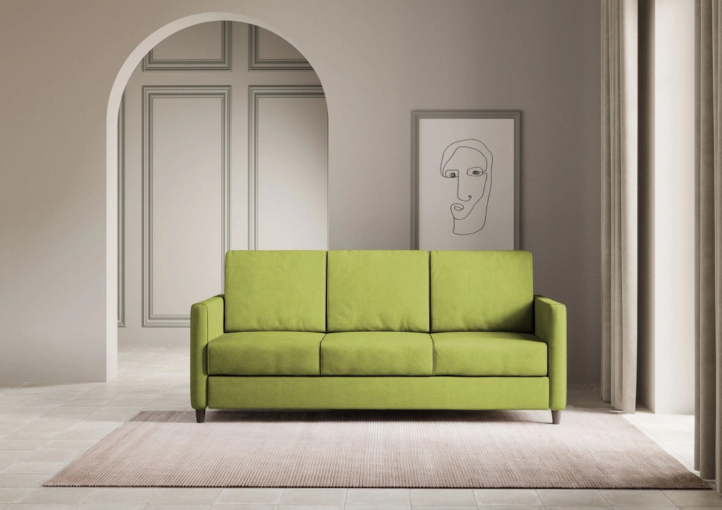 Divano 3 Posti 198x85x85 cm Karay in Tessuto Verde