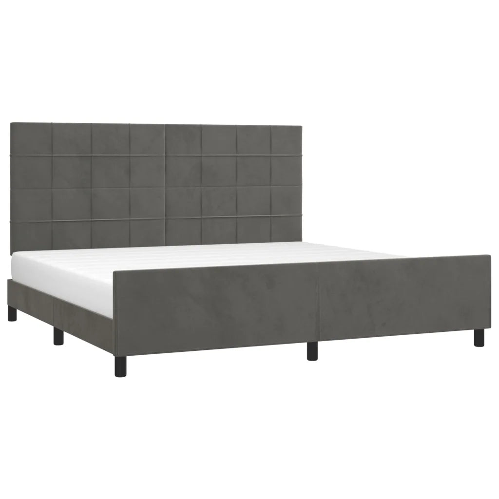 Giroletto senza Materasso-Struttura Letto Grigio Scuro 200x200 cm Velluto 652191