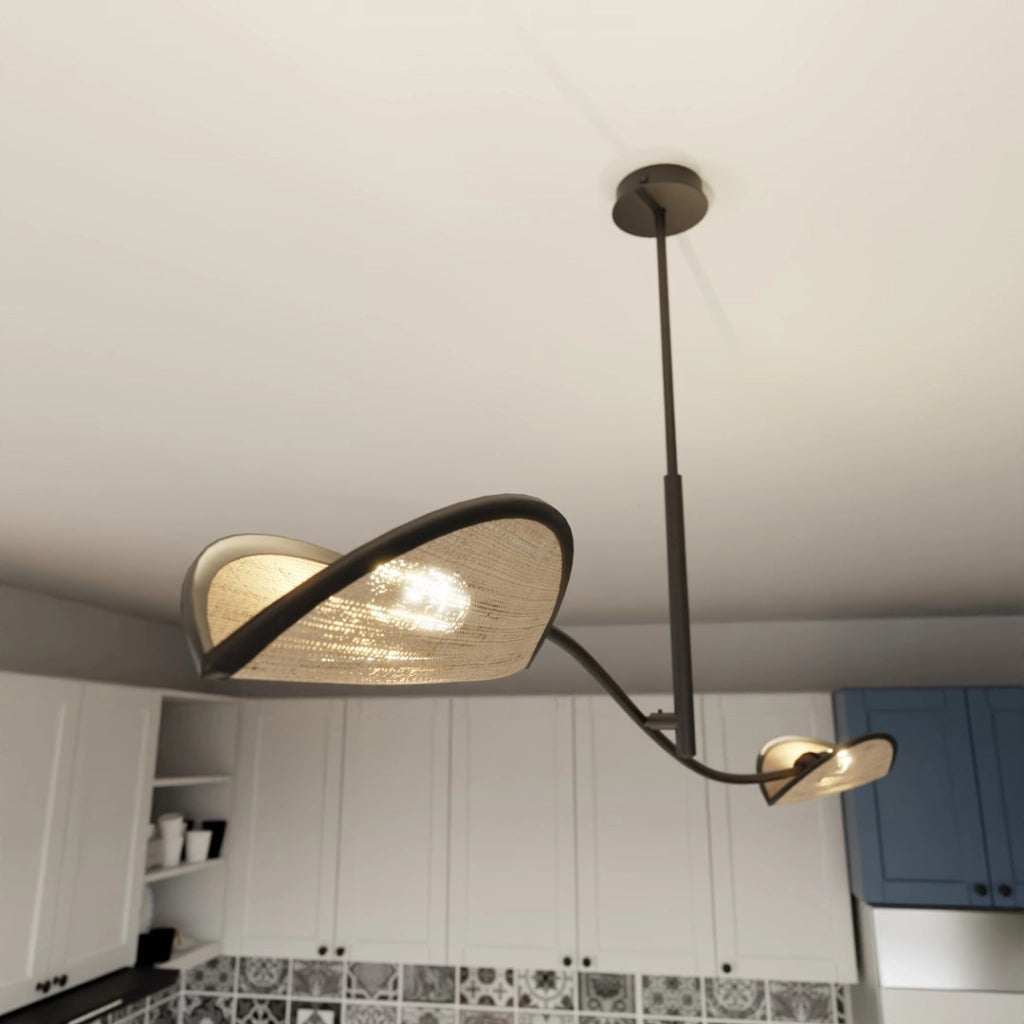 Emibig plafoniera Lotus 2 luci E14 nero rattan 103cm