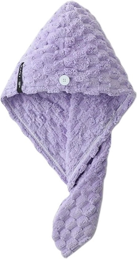 Handtowel per capelli, asciugacapelli morbido per capelli, cuffia per capelli in fleece di corallo per donne, asciugacapelli per capelli assorbenti (viola) - Modello: 123456, Materiale: Fleece di corallo, Dimensioni: 40x40 cm, Colore: Viola