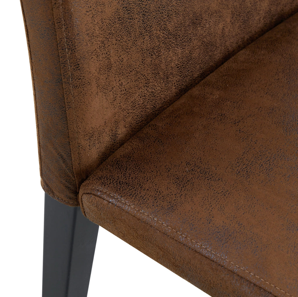 Set 4 sedie da pranzo in tessuto marrone con gambe in metallo nere HOMVRA