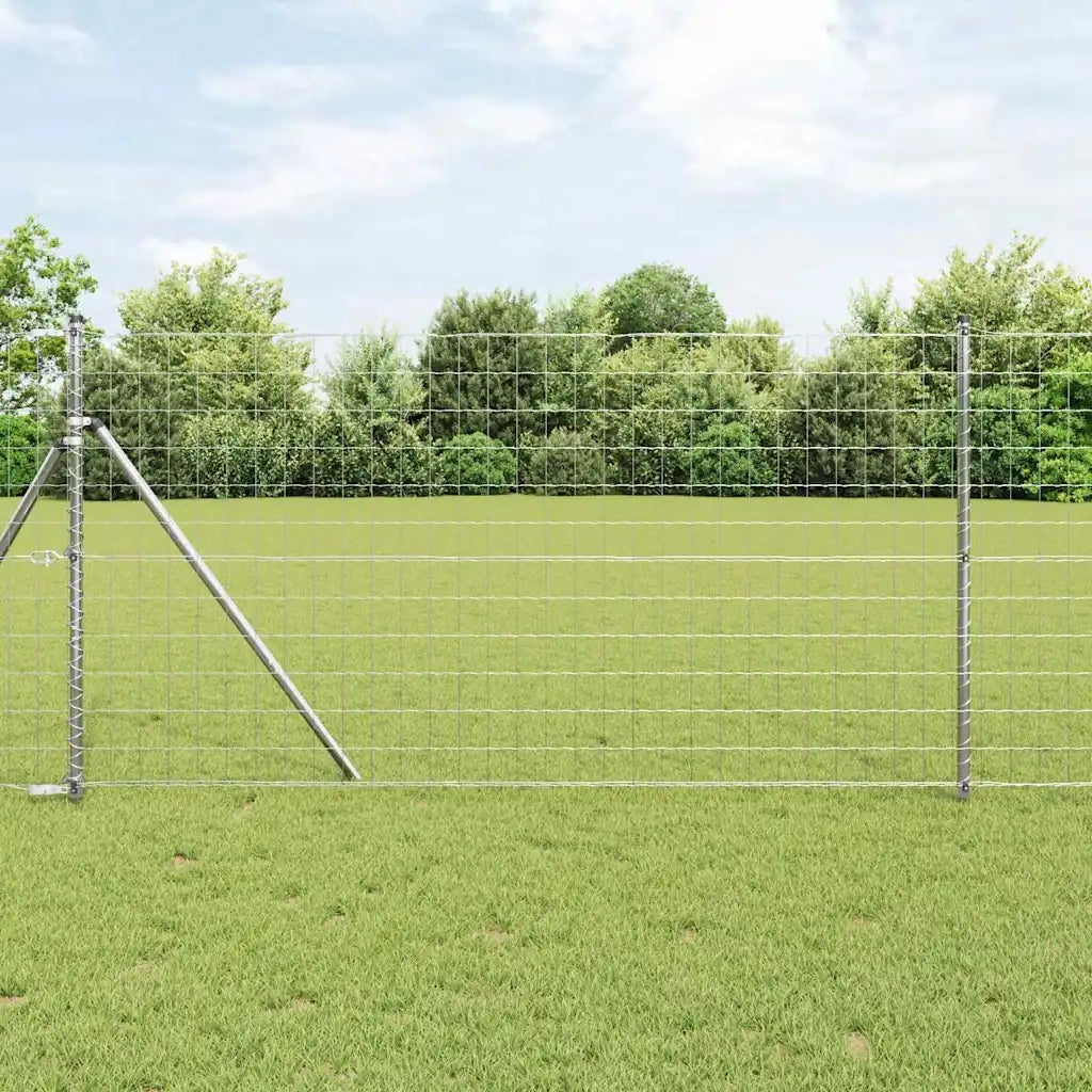 Recinzione con Posto Argento 1,4 x 10 m Acciaio e PVC 3350480