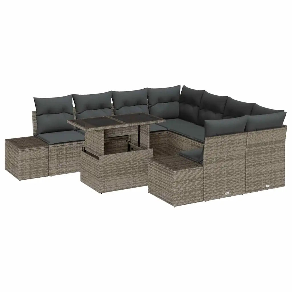 Set Divano da Giardino con cuscino con cuscino 9 pcs Grigio