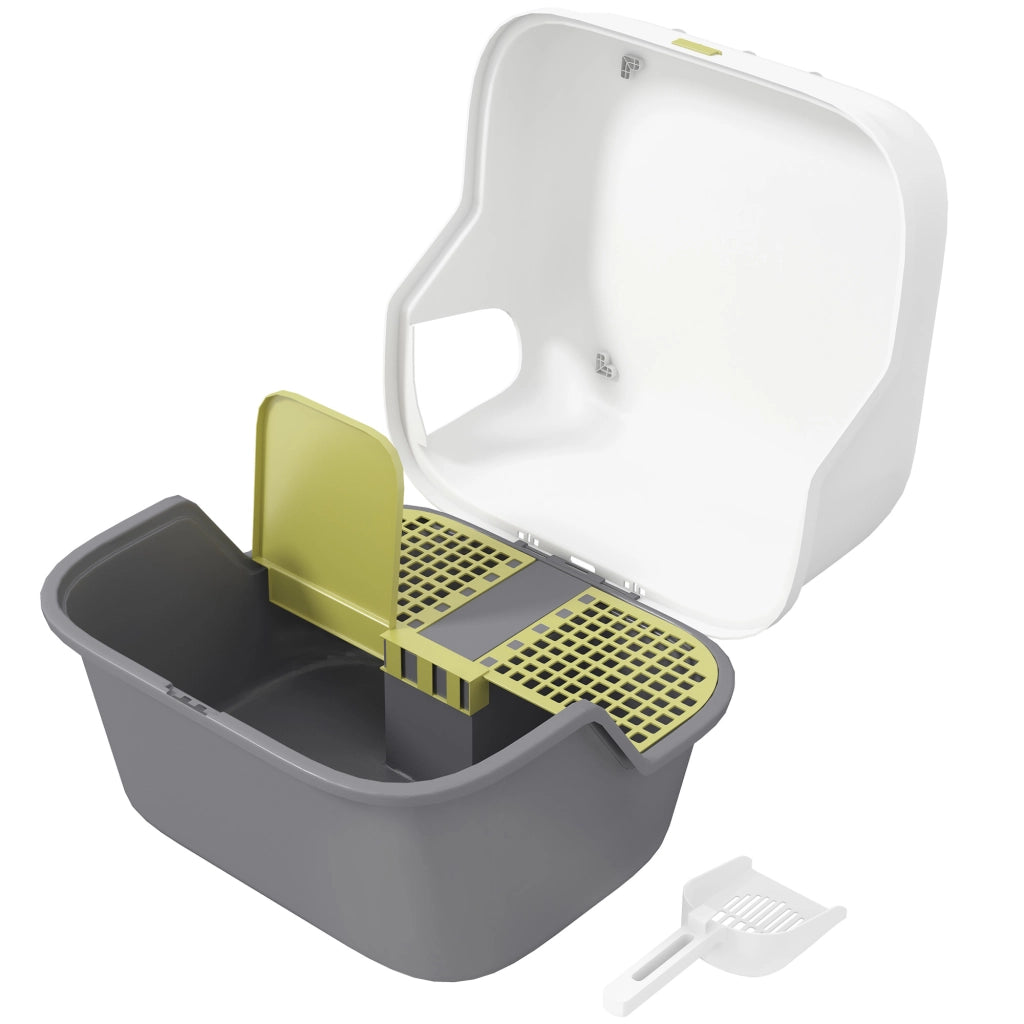 Toilette per gatti con coperchio apribile e bloccabile lettiera chiusa per casa crema 50 x 50 x 39 cm